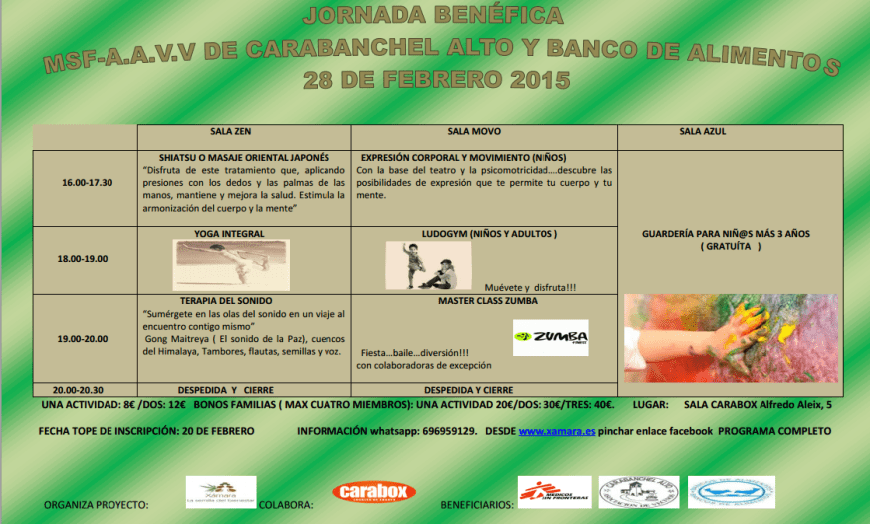 Jornada benéfica MSF - AAVV Carabanchel Alto y banco de alimentos 28 de febrero