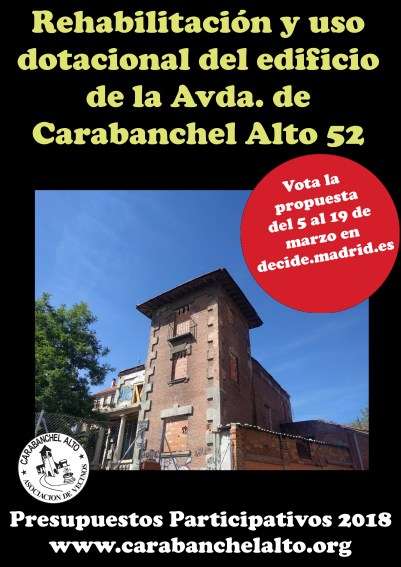 Propuesta Arreglo y uso dotacional edificio Avda. de Carabanchel Alto 52