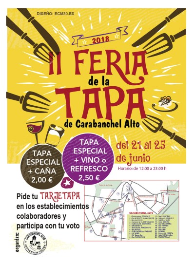 Cartel II Feria de la Tapa de Carabanchel Alto